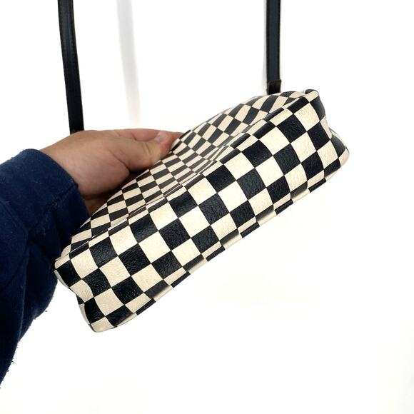 Clare V. Midi Sac Bag Checkered Crossbody Bag Purse Small Black and White - Picture 8 of 12
